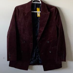 BANANA REPUBLIC OLIMPIAS ITALIAN CORDUROY BURGUNDY LINED SPORT JACKET 34R NWT